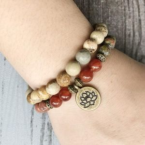 ZEN Crafthouse POSITIVE CHANGE STONE BRACELET SET  Unakite  Jasper & Carnelian